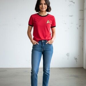 Star Trek Security Guards Badge T Shirt‎ Mens Small Red Sci Fi Uniform Cosplay